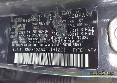 2018 Hyundai Kona Se z USA, uszkodzony, nr VIN KM8K12AAXJU181221